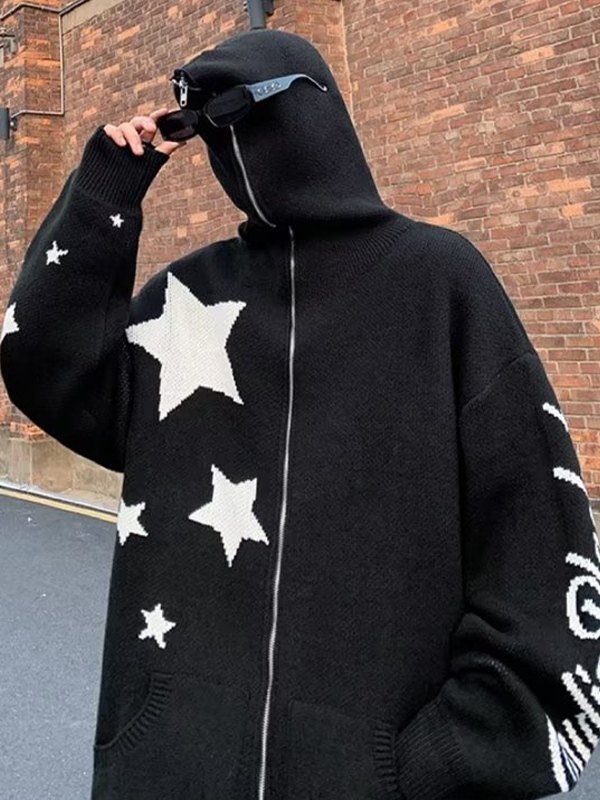 Star Jacquard-Cardigan mit Kapuze für Herren-4