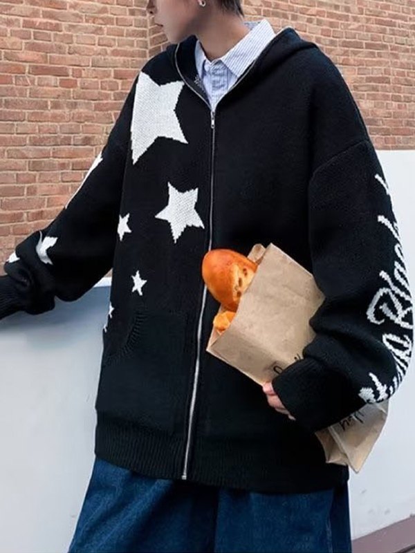 Star Jacquard-Cardigan mit Kapuze für Herren-1