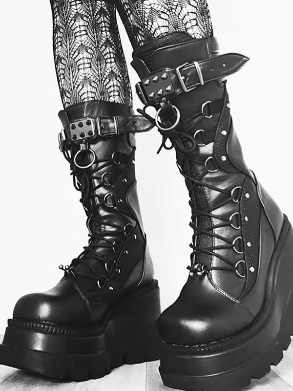 Bikerstiefel mit Plateauriemen-3