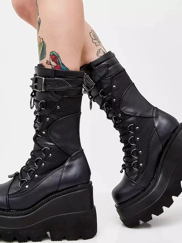 Bikerstiefel mit Plateauriemen-2