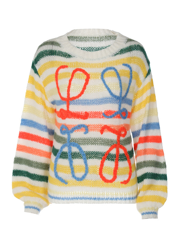 Pullover mit Regenbogen-Kontraststreifen-4