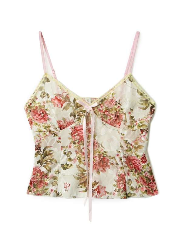 Camisole-Top mit Blumenmuster und Spitzenstickerei-2