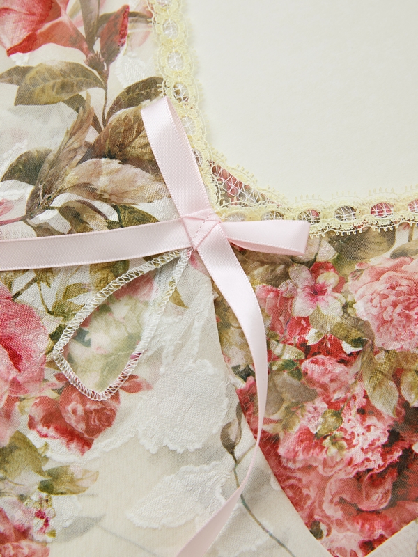 Camisole-Top mit Blumenmuster und Spitzenstickerei-5