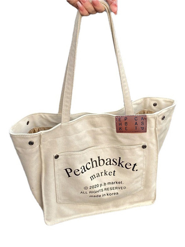 Tragetasche aus Canvas mit großem Fassungsvermögen und Buchstabendruck-2