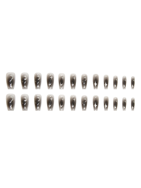 24 Stück Ombre Stern Mond verzierte Press On Nails-1